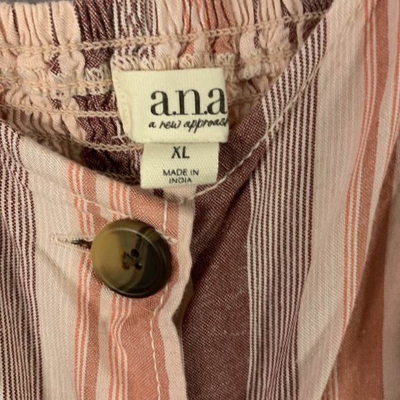 Button down dress size XL a.n.a brand NWT pink coral and plum stripes. - Picture 4 of 5